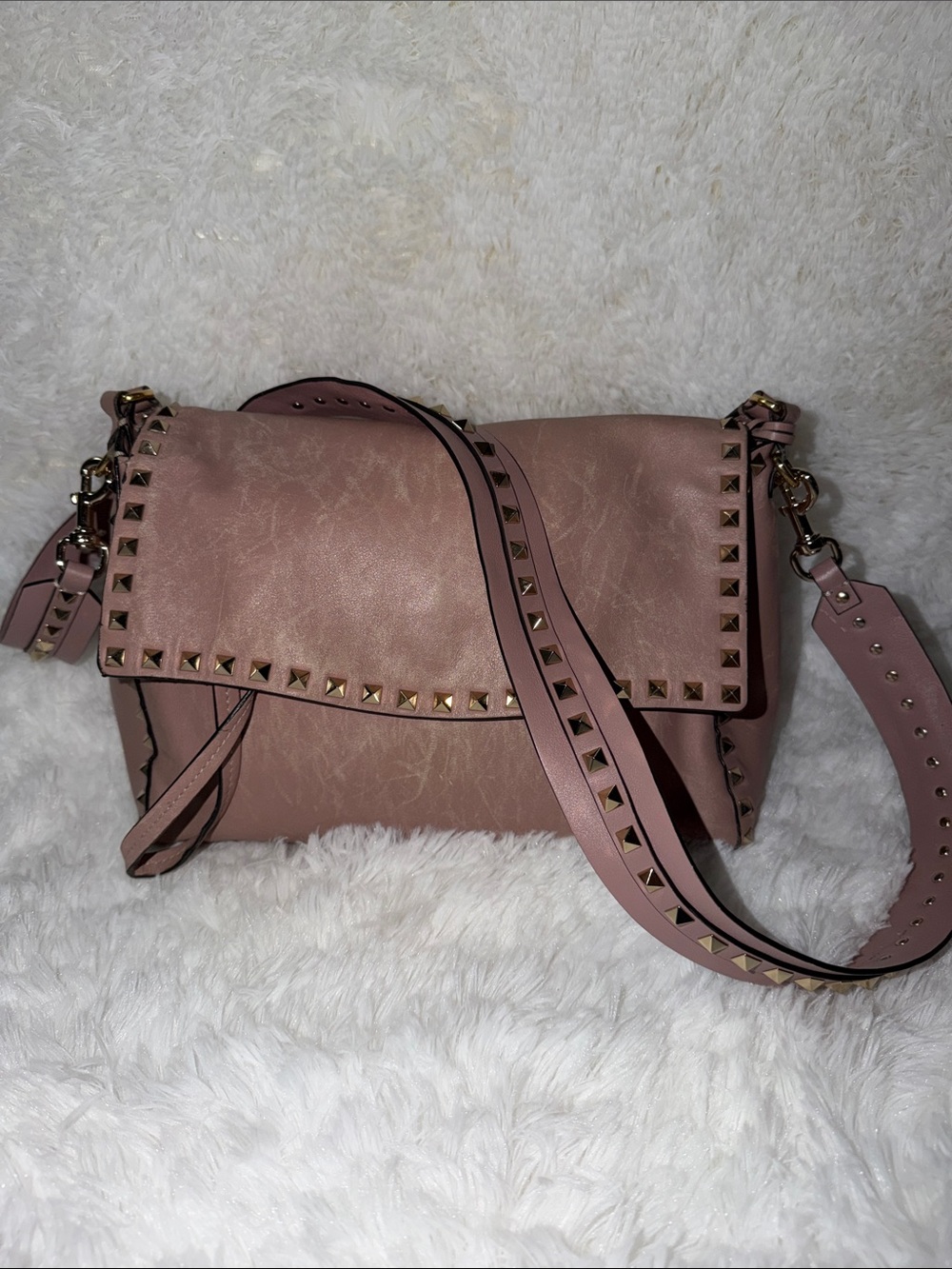 Valentino Dusty Rose Studded Crossbody Bag